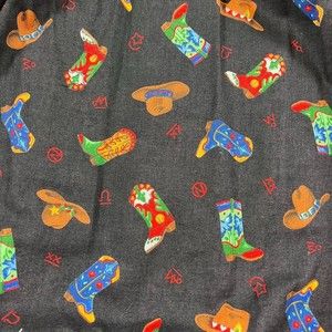 Vtg Billings Western Maxi Tier Skirt Rodeo Cowboy Boot Stetson Hat Elastic Waist